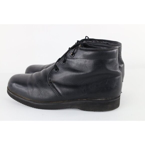 Vtg 70s Streetwear Mens 9 Distressed Leather Ankle Chukkas Chukka Boots Black main image 10